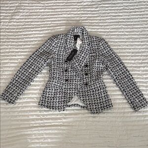 Women's Black and White Tweed Blazer